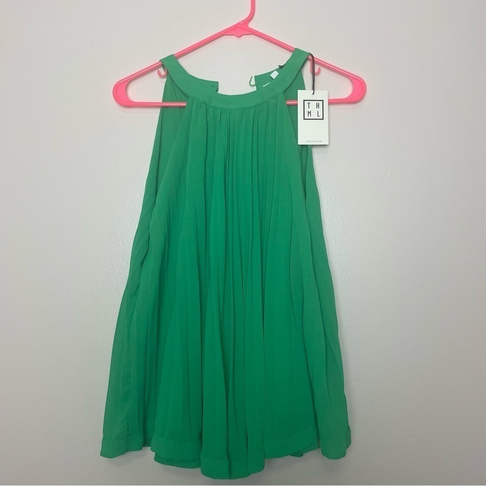 THML Halter Pleated Top Green NWT Size Small